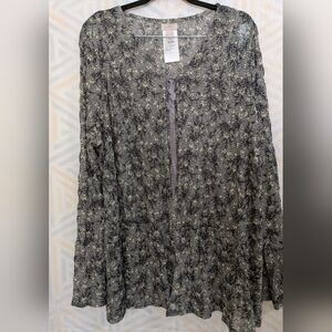 LOGO by Lori‎ Goldstein Multicolor  Floral Lace Sheer Cardigan Xl